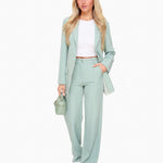 Mint Green Tailored Trouser Suit with Wide Leg Fit