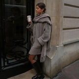 Oversized Wool Coat with Scarf | Heather Taupe