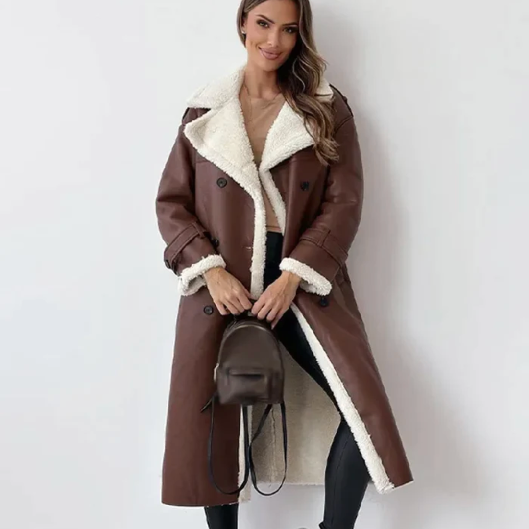Sophia Longline Shearling-Lined Coat in Three Elegant Shades