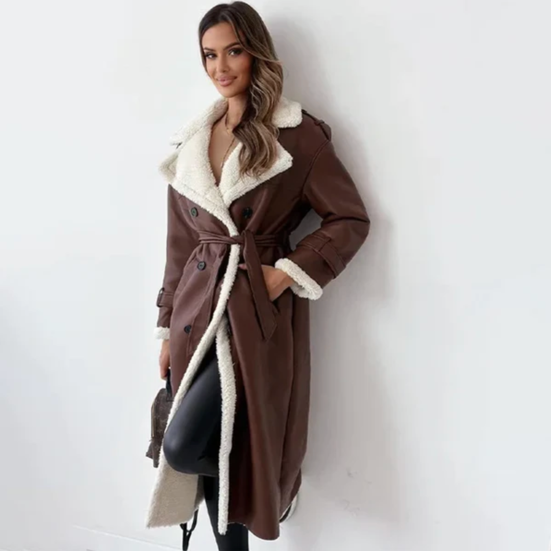 Sophia Longline Shearling-Lined Coat in Three Elegant Shades1