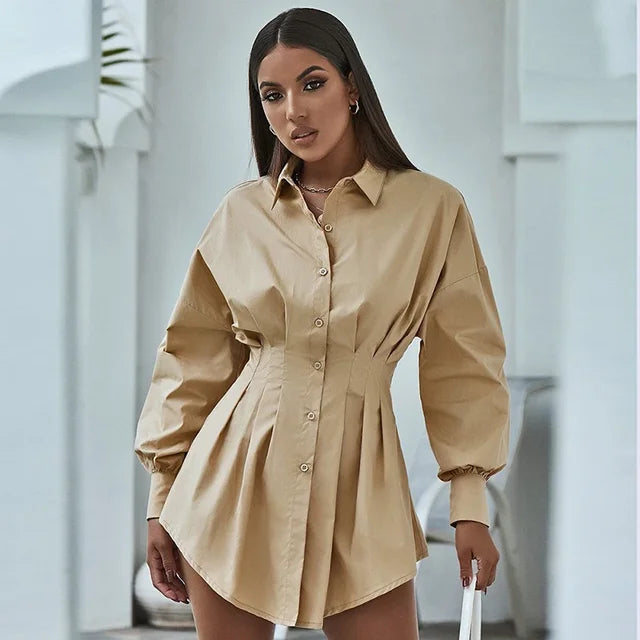 pleated-waist-shirt-dress-beige-green-white5