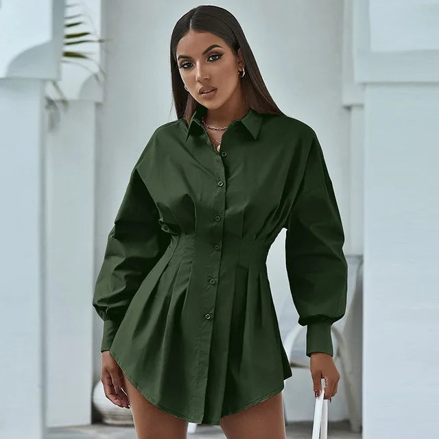 pleated-waist-shirt-dress-beige-green-white6