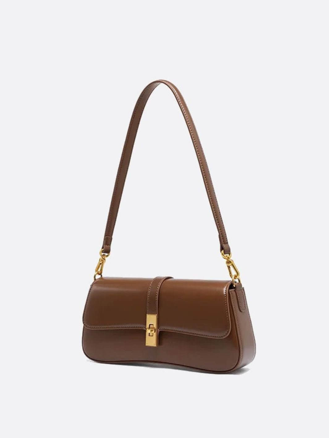 sophia-grace-brown-vintage-baguette-bag-gold-clasp-shoulder-strap3