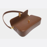 sophia-grace-brown-vintage-baguette-bag-gold-clasp-shoulder-strap5